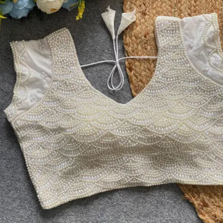 Pearl Handwork Silk readymade blouse