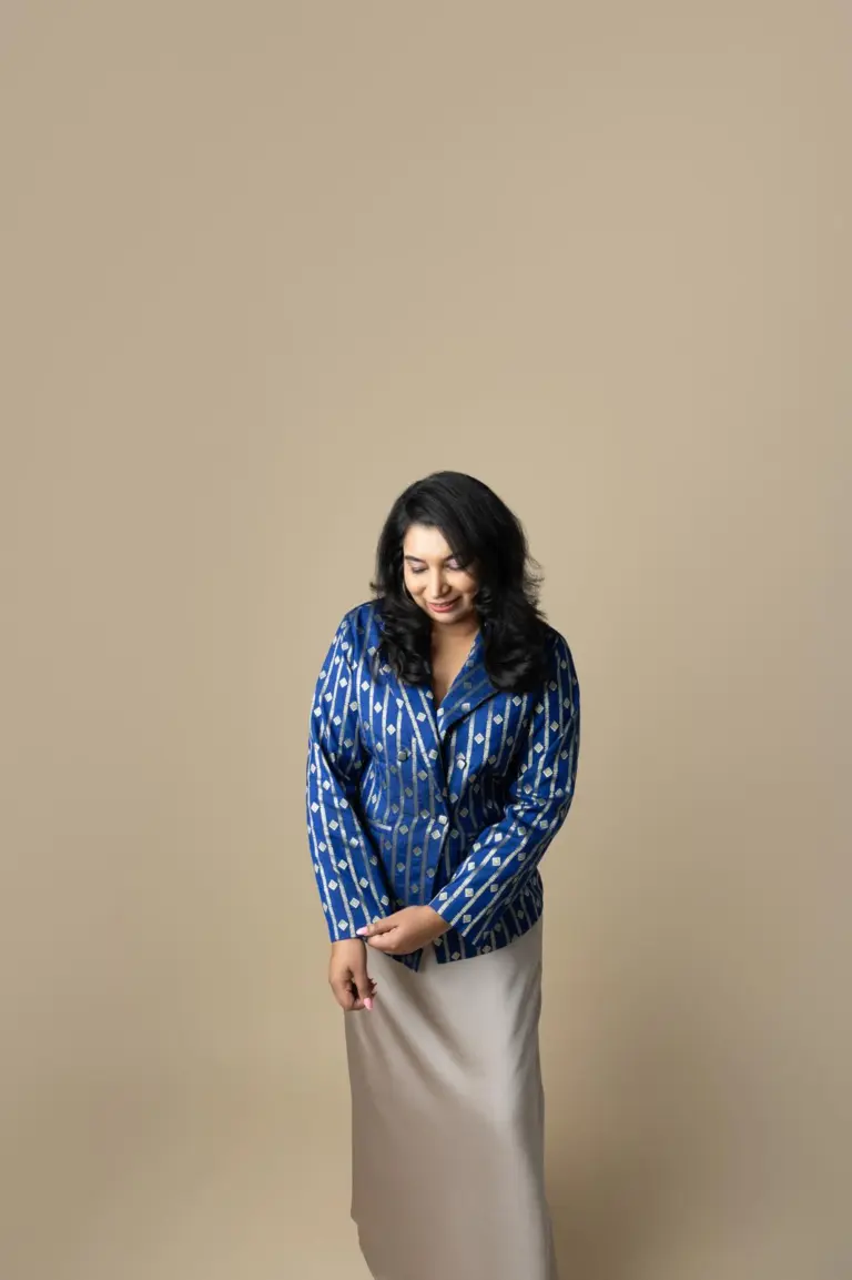 Royal Blue Banarasi Silk Blazer