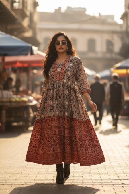 Ajrakh vegetable dye cotton dress