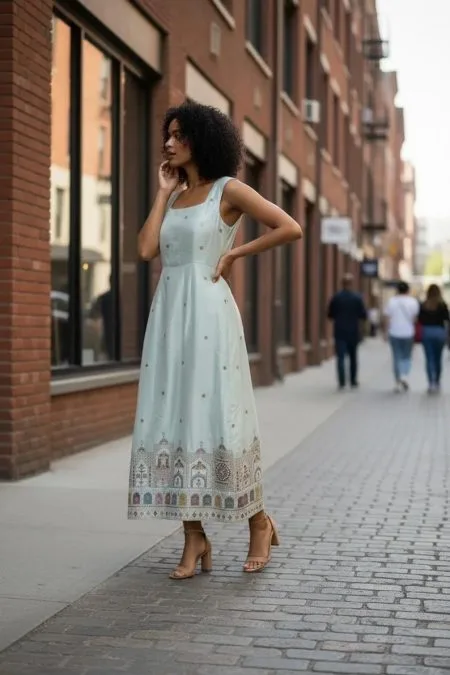 Light blue Satin Dress