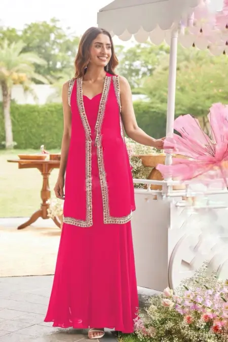 Rani Pink Georgette Sharara Set