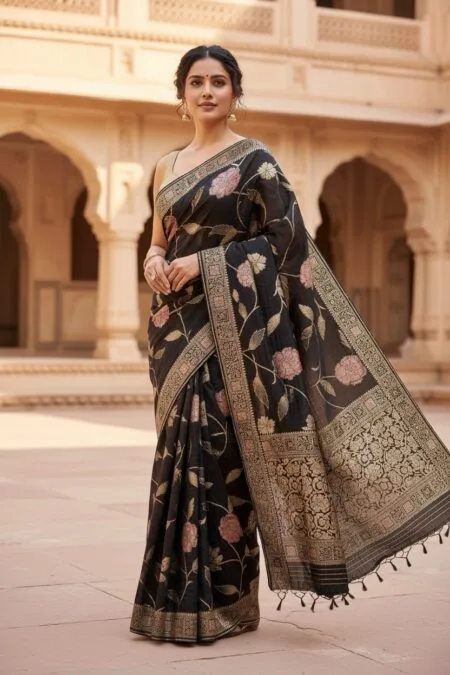 Black brocade banarasi saree