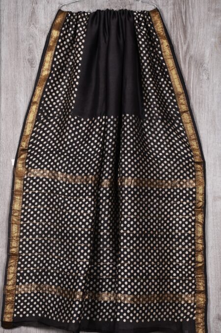 Hand block printed maheshwari silk saree