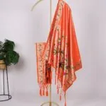 Orange Regal Paithani Jacquard Dupatta with Zari Weaving & Tassels