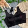 Black crush silk saree blouse sleeveless ready to wear designer blouse