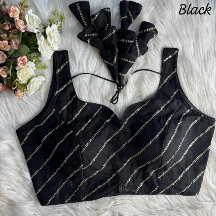 Black readymade saree blouse sleeveless sweetheart neckline ready to wear blouse