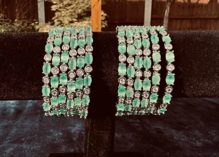 Green stone American diamond bangles