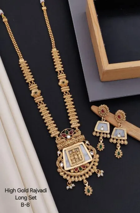 Rajvadi Gold long Jewellery Set – Royal Traditional  Necklace & Earrings Set for Women