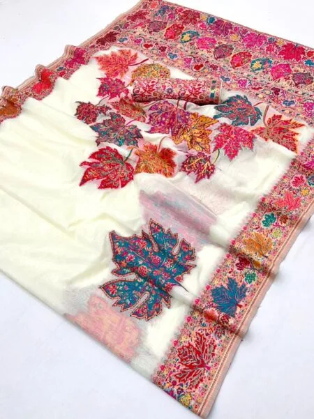 Modal Cotton Pashmina Silk Saree with Traditional Motifs