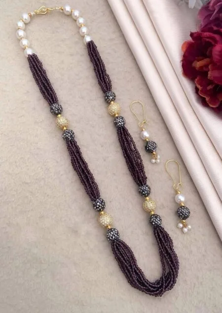 Multi-Strand Bead Necklace Set | Luxury Pearl & Crystal Accented chain set
