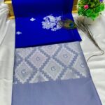 Ink Blue Arani Soft Silk Saree with Silver Zari