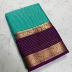Sea Green & Wine Purple Mysore Silk Crepe Saree