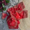 Red bridal saree blouse zardosi embroidery elbow sleeve silk designer blouse