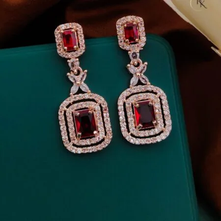 Green American Diamond Drop Earrings – Luxury Party Wear Statement Earrings for Women