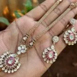 kundan Polki Necklace Set | Boutique Bridal Pendant & Earrings