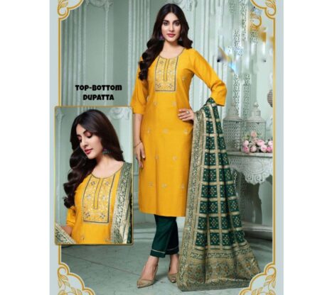 Vertican kurti with Roman silk pant and chanderi jacquard dupatta set