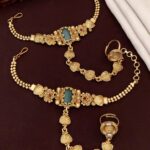 Designer Antique Gold Haath Phool | Traditional Bridal Haath Panja with Hand-Carved Ring
