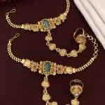 Designer Antique Gold Haath Phool | Traditional Bridal Haath Panja with Hand-Carved Ring