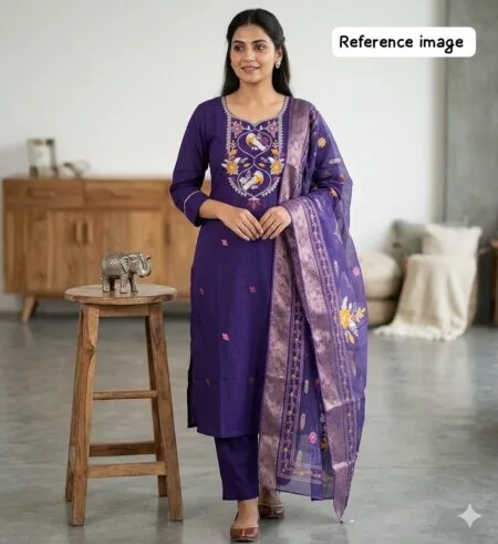 Digital printed soft muslin kurti pant and dupatta set with pockets