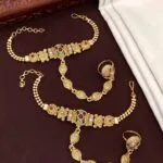 Designer Antique Gold Haath Phool | Traditional Bridal Haath Panja with Hand-Carved Ring