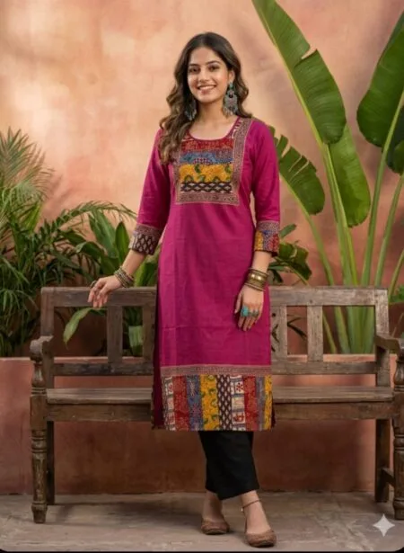 Ajrakh Soft cotton patchwork kurti
