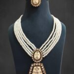 Designer Multi-Layered Pearl Mala Set | Luxury jaipuri Enamel & Kundan Pendant