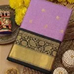 Lavender and black Mysore silk crepe saree