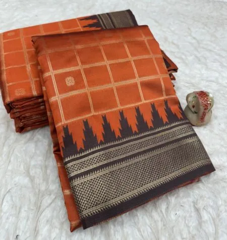 Designer Semi-Soft Silk Saree with Temple Design Border