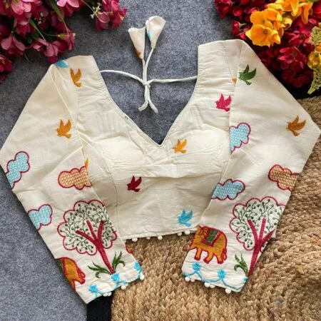 Pure khadi cotton readymade blouse