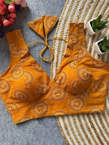 Ajrakh printed cotton princess cut readymade blouse