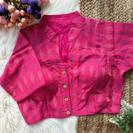 Ikkat cotton collared readymade blouse