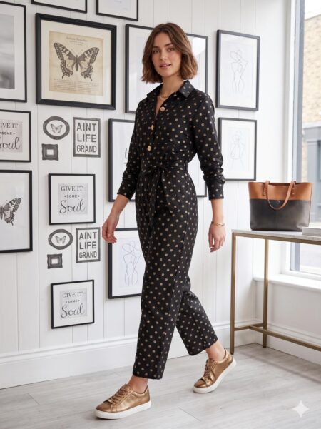 Midnight & Gold Celestial Silk Jumpsuit