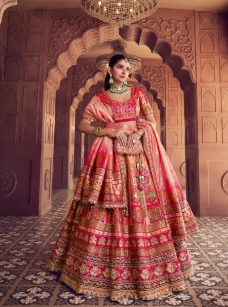 Premium Banarasi silk  lehenga choli and dupatta with sequins stone zari and embroidery work