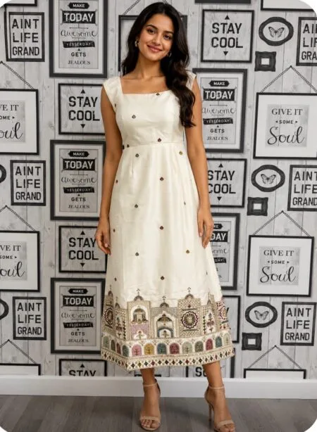 White satin gown