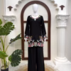 Black embroidered top with matching palazzo bottoms ready to wear for women