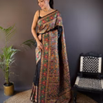 Kashmiri Pashmina Black Saree
