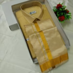 Gold Silk Dhoti and Shirt Set for Men | Traditional Wedding & Festive Ethnic Wear