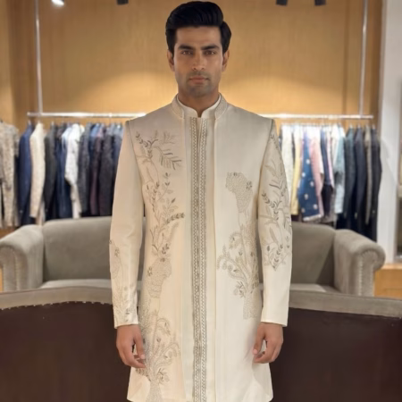 Traditional indo western wear for men | embroidery with sequins and beads work