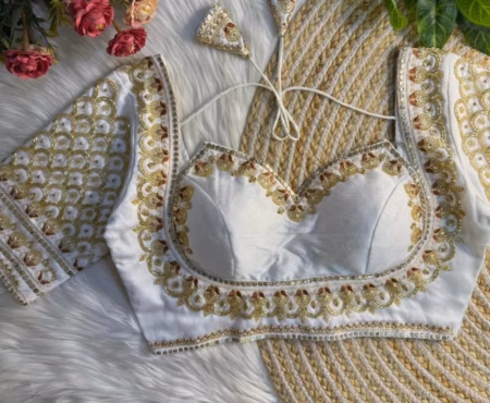 White beautiful heavy Masaba HEAVY MASABA Style Beads Work Bridal Blouse