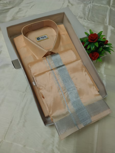 Premium Silk Veshti & Shirt Set for Men | Traditional South Indian Wedding & Festive Wear