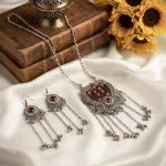 Red oxidized necklace and earrings